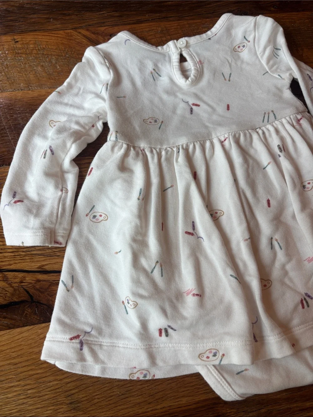 Purely soft by carters Long Sleeve Skirted Onesie - Cream with paint size 9 mo